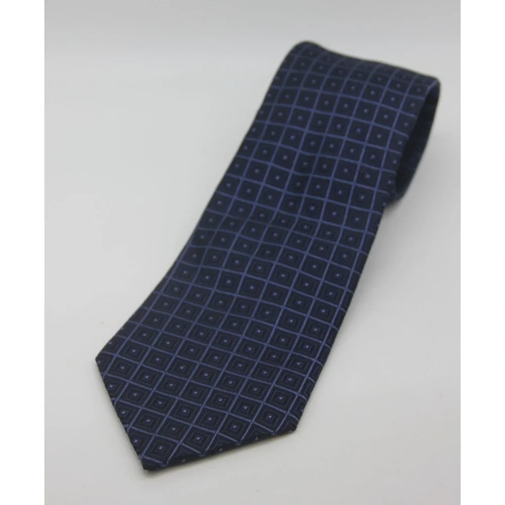 Brooks Brothers Makers Silk Tie Mens Blue Geometric Square USA Old Money Classic